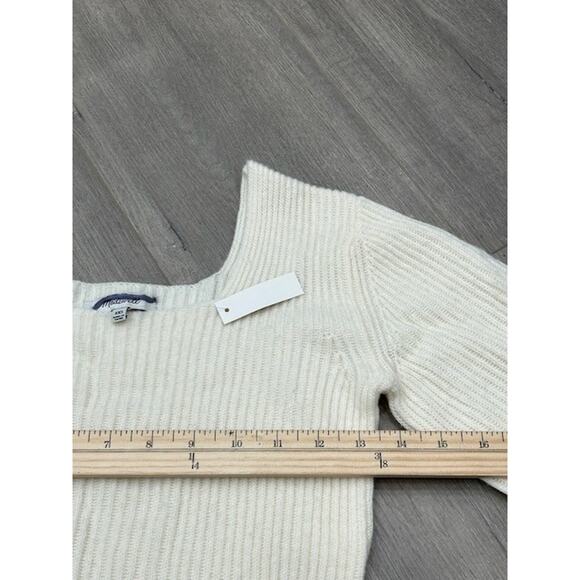 Madewell SoftWool Square-Neck Pullover Ribbed Sweater Heather Cloud Size XXS NWT - Picture 6 of 10